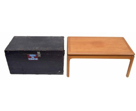 Nathan Furniture teak coffee table, 37" wide x 21" deep, 16"&nbsp; high; together with a vintage tool chest enclosing a tiere