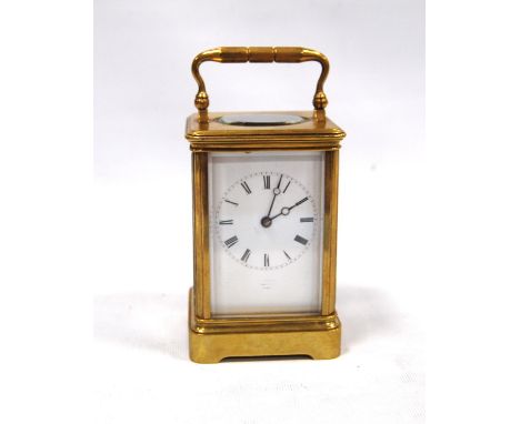 French carriage clock, no. 9204, with lever platform, bimetallic balance, striking on a gong, with enamel dial, indistinctly 