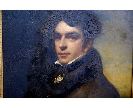 BRITISH SCHOOL C. 1800Regency portrait of a young gentlemanOil on board, 78cm x 64cm.CONDITION REPORT: Condition not good.  T