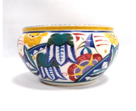 Poole Pottery bowl decorated in the 'Sweet Pea' manner, painted by Doris Marshall, marks to base, TY, 20cm diameter. 