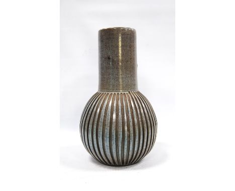 Poole Pottery onion shaped vase designed by Jenny Haigh with fluted bulbous base, marks to base, 30cm high. 