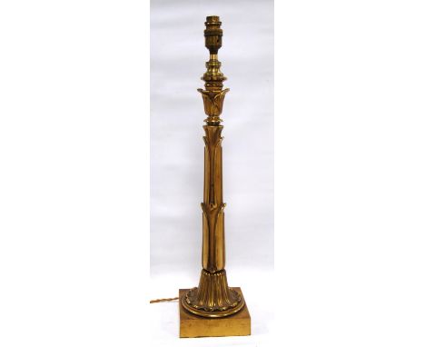 Gilt metal foliate lamp base, 60cm high. 