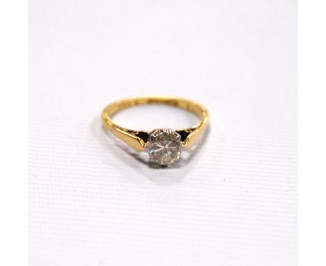 Solitaire diamond ring, approximately .5ct, with 18ct gold and platinum mount, size L. 