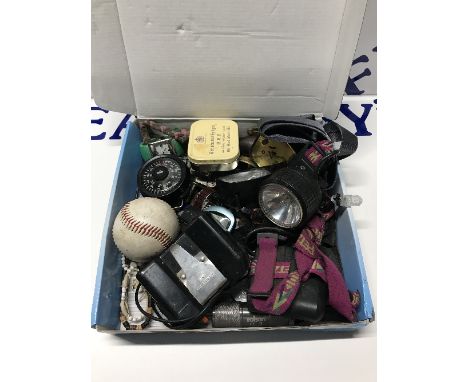 BOX CONTAINING COMPASS, TORCH, CAP GUN