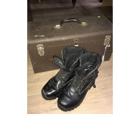 TOOL BOX, CONTENTS AND PAIR OF BOOTS SIZE 6