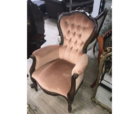 MODERN BUTTON BACK ARM CHAIR FRENCH STYLE