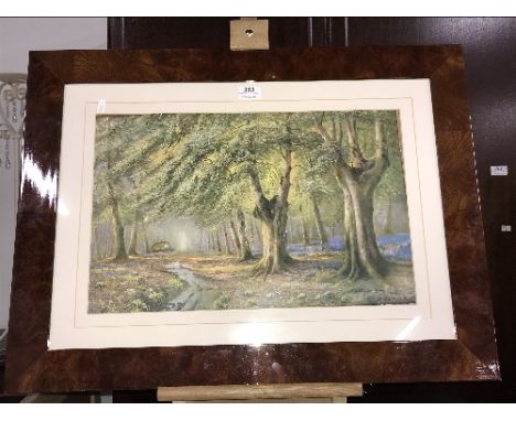 BEAUTIFUL BURR WALNUT STYLE PICTURE FRAME AND PRINT