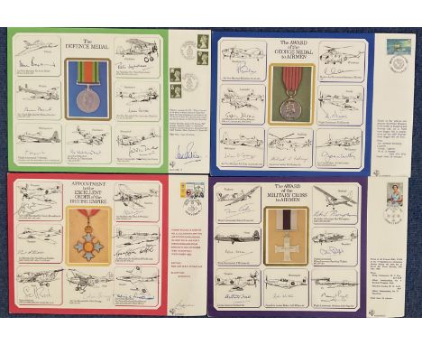 Collection of 4 Multi Signed Large DM Medal Covers. Appointment to the Excellent Order of the British Empire signed by A. C. 