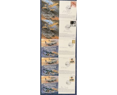 WW2 Bomber Command Signed collection of 5 Signed First Day Covers. Signatures include Sqn Ldr Ron Curtis, Grp Cptn Robert Law