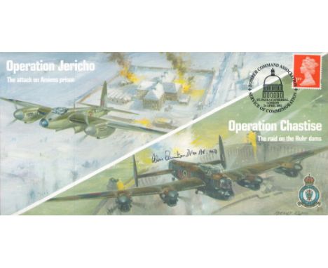 WW2 RAF Flt Lt Alan Quinton DFM AE Signed Operation Chastise First Day Cover. 5 of 8 Covers Issued. British 1st Class Stamp w