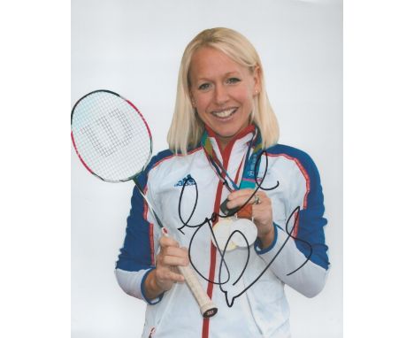 Olympics Badminton Gail Emms signed 10x8 colour photo. Gail Elizabeth Emms MBE (born 23 July 1977) is a retired English badmi