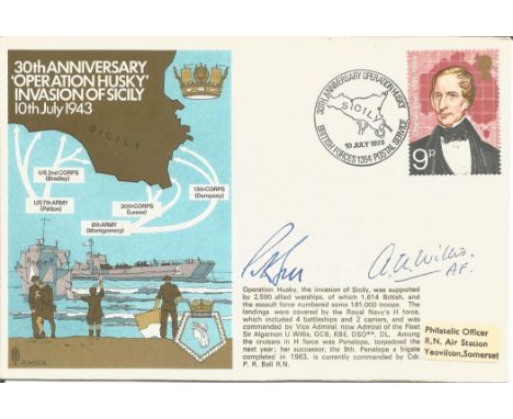 Admiral of the Fleet Sir Algernon U Willis and Cdr P R Bell signed RNSC9 cover commemorating the 30th Anniversary of Operatio