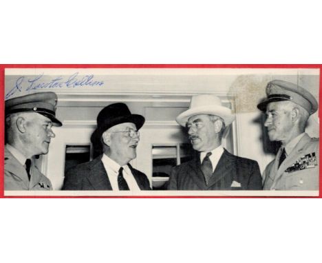 US Army General Joseph Lawton Collins Signed 6 x 2. 5 inch Black and White Photo All autographs come with a Certificate of Au