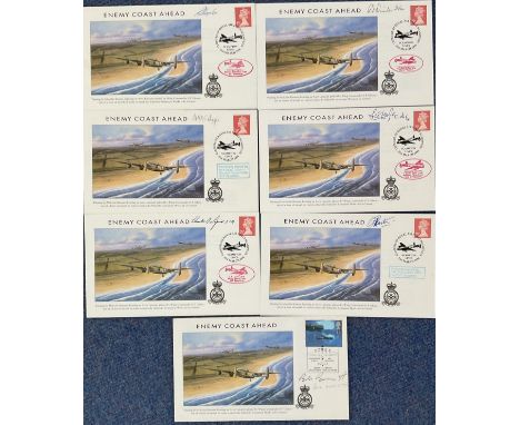WW2 Dambuster Collection of 7 617 Squadron Signed on Enemy Coast Ahead First Day Covers. Signatories include Alan Quinton, Re