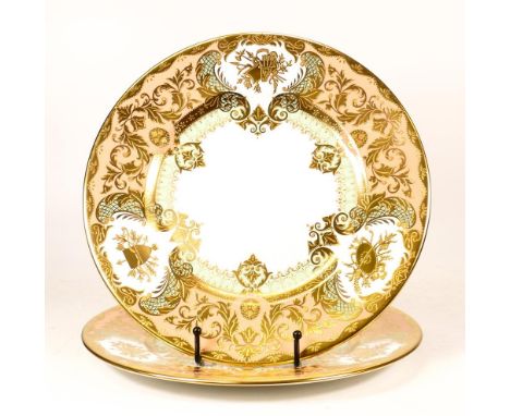 De Lamerie Fine Bone China heavily gilded Private Commission patterned Plates with Arabic Motif, specially made high end qual