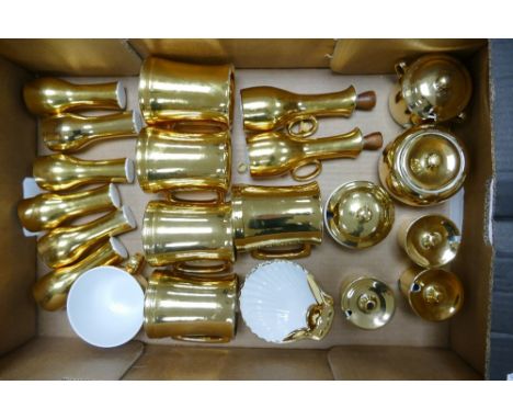 A Collection of Royal Worcester Gold and White Teaware and Serving Items (1 Tray) 