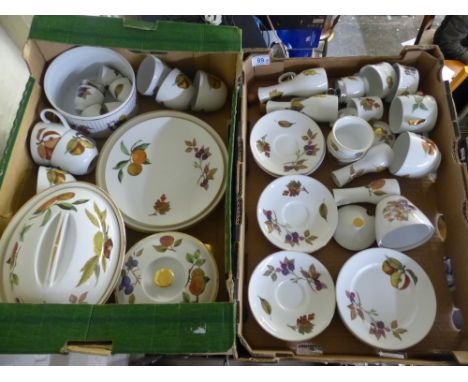 Royal Worcester Evesham Pattern Dinner and Teaware to include Cups and Saucers, Pots, Curet Items, Tureen etc. (2 Trays) 