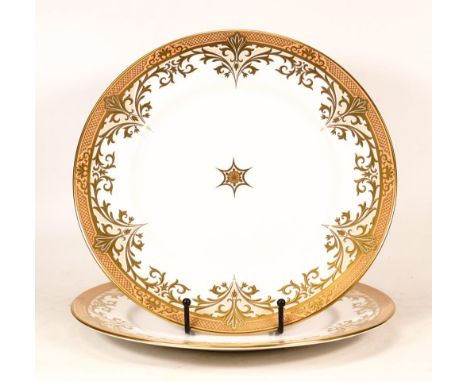 De Lamerie Fine Bone China heavily gilded Light Orange &amp; Gilt Rimmed Plates, specially made high end quality item, Made i