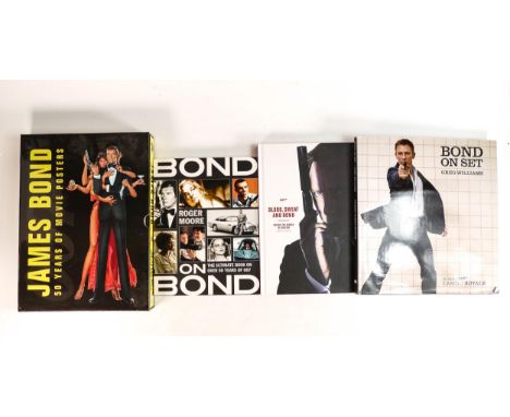 A collection of James Bond 007 Hardback Books including 50 Years of Movie Posters, Bond on Set filming Casino Royale, Blood S