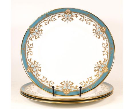 De Lamerie Fine Bone China heavily gilded Turquoise Rimmed Plates, specially made high end quality item, Made in England, dia
