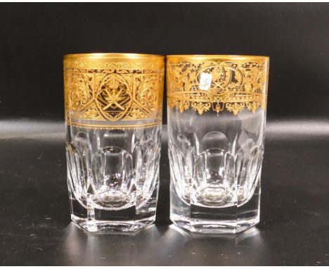 Two De Lamerie Fine Bone China heavily gilded Non Matching  Glasses with Saudi Arabia Crest , specially made high end quality