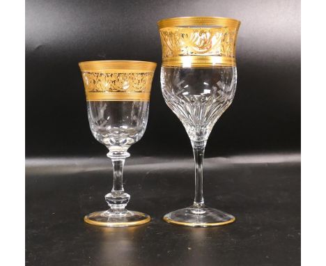 Two De Lamerie Fine Bone China heavily gilded Non Matching Wine Glasses, specially made high end quality item, Made in Englan