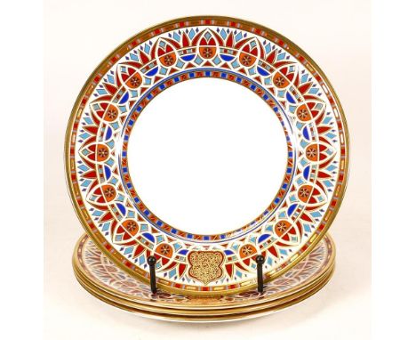 De Lamerie Fine Bone China heavily gilded Private Commission patterned Plates with Arabic Motif, specially made high end qual