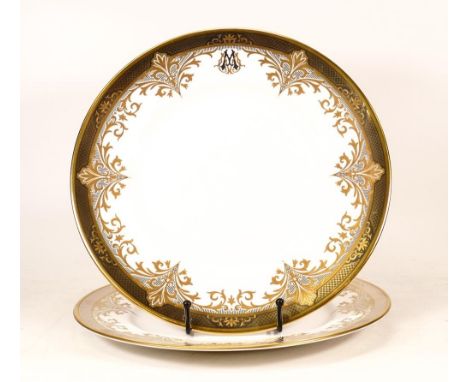 De Lamerie Fine Bone China heavily gilded Silver &amp; Gilt Rimmed Plates with Personalized Motif, specially made high end qu
