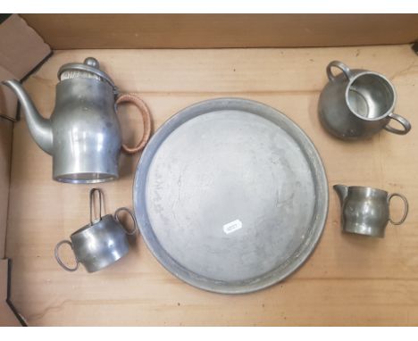 Howard Pewter Tea service on tray 