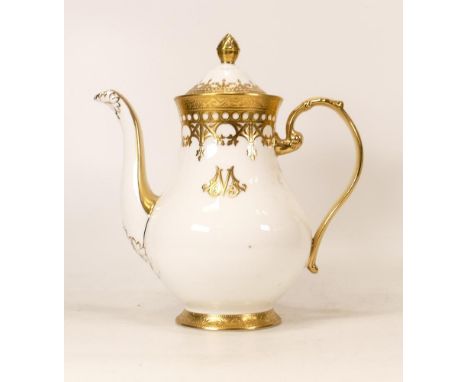 De Lamerie Fine Bone China heavily gilded Private Commission Coffee Pot, specially made high end quality item, Made in Englan