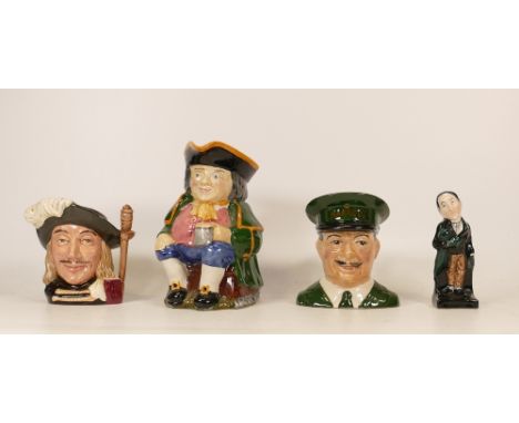 Four Ceramic Figures to include Royal Doulton Small Character Jugs Aramis D6454, Stiggins Dickens Figure, Two Carltonware Cha