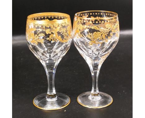 Two De Lamerie Fine Bone China heavily gilded Non Matching Wine Glasses, specially made high end quality item, Made in Englan