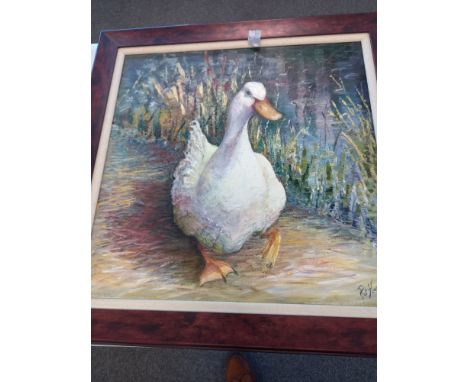 PORTRAIT OF A DUCK PORTRAIT OF DUCK, SIGNED, OIL ON CANVAS PAT HANDLEY 30 X 30