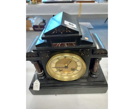 FRENCH SLATE MANTLE CLOCK 25CM TALL