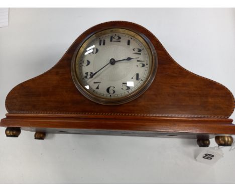EDWARDIAN WALNUT MANTLE CLOCK 8 DAY MOVEMENT, MORRIS BROTHERS