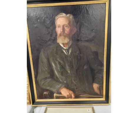 PORTRAIT OF LAWTON MOORE OF KERRY AND BRAMPTON BRYAN NOTED AS A BREEDER OF KERRY HILL SHEEP AND HEREFORD CATTLE, OIL ON CANVA