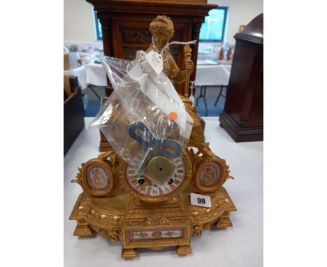 19TH CENTURY FRENCH TRAIN ORMELOU CLOCK 19TH CENTURY FRENCH 2 TRAIN ORMELOU MANTLE CLOCK WITH PORCELAIN PANNELS AND COUNT WHE