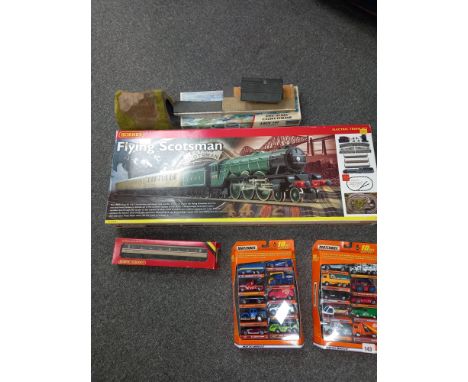 HORNBY ELECTRIC TRAIN SET, FLYING SCOTSMAN, MODEL CARS ETC