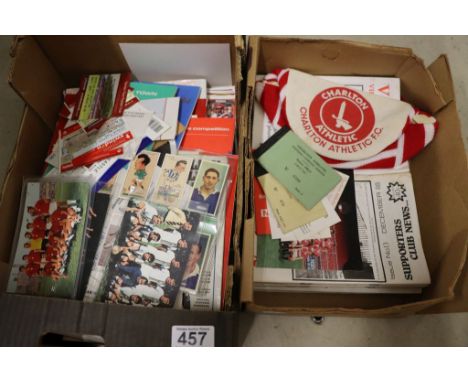 Collection of football ephemera including postcards of continental teams, programmes with many foreign issues, Charlton Athle