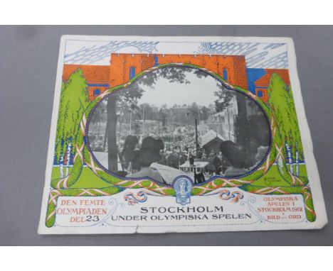 Olympic Games - Stockholm 1912, a large pictorial booklet covering various scenes, including a banquet for football players, 