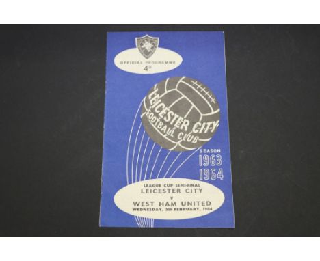 Football programme - Leicester City v West Ham United 5th February 1964, League Cup semi-final first leg (tc o/w vg) (1)