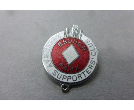 Speedway badge - Pre-war Brough Park Speedway Supporters Club enamel badge, button hole back (gd) (1)