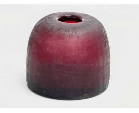 A rare early Ichendorf textured Ruby Glass vase. Circa 1930. 12x10cm 