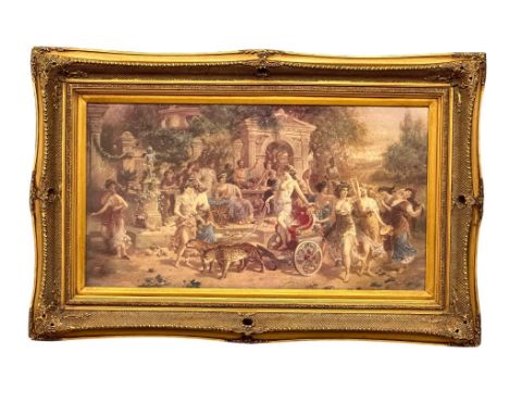 A large good quality gilt framed oleograph. Carvers &amp; Gilders. 102x66.5cm 