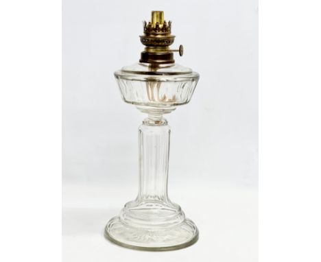 A Late 19th Century French glass oil lamp. 17x41cm 