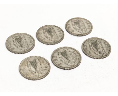 A quantity of 1940 Irish silver Half-Crowns. Total weight 84.4g 