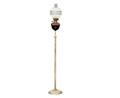 A late Victorian oil floor lamp, 154cm 