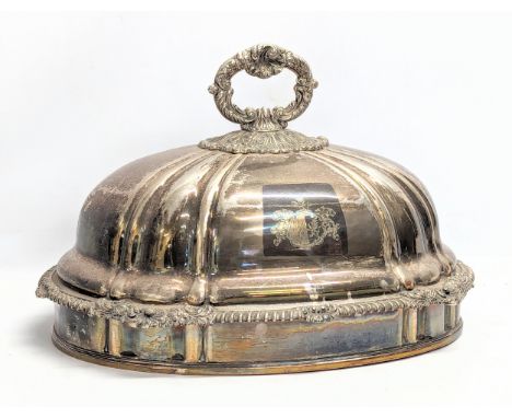 A Late 19th Century ornate silver plate food cover. 38x29x27cm 