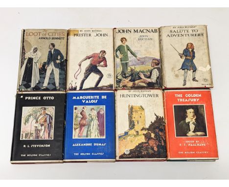 A collection of The Nelson Classics books including The Loot Of Cities by Arnold Bennett, Prester John by John Buchan, John M