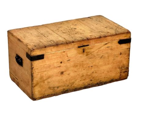 A late 19th century Victorian pine trunk.  76x41x37cm 